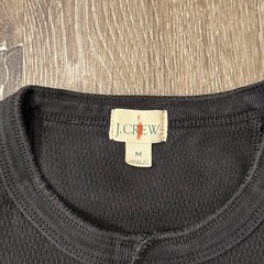 J.Crew Henley Shirt Men Medium Black Waffle Knit Oarsman Long Sleeve Thermal