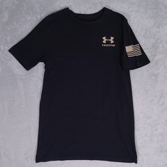 Under Armour Freedom USA Flag T-Shirt Mens S Camo Logo Short Sleeve Shirt Black