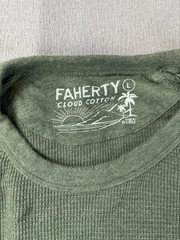 Faherty Shirt Mens Large Green Cloud Cotton Waffle Knit Thermal Long Sleeve