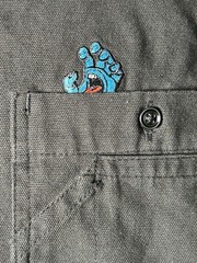 Santa Cruz Skateboard Longsleeve Button Up Shirt Screaming Hand Utility Black