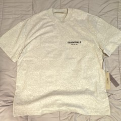 ESSENTIALS Light Oatmeal Logo Crew Neck Short Sleeve Men’s T-Shirt XL