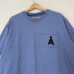 Aland Pocket Logo Patch Simple Blue Tee Shirt – Large