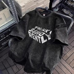 Vintage Letter Print T-Shirt 100% Cotton Oversized Streetwear Fashion Tee