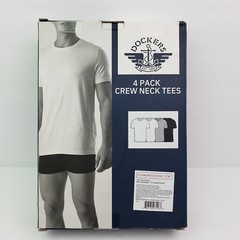 Dockers Mens Size S 34-36 White Gray Black Premium Cotton Crew Neck T-Shirts 4Pk