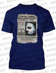 Michael Newspaper Graphic Big Tall Sm Halloween Tee Shirt Pro Club Shaka Blue T