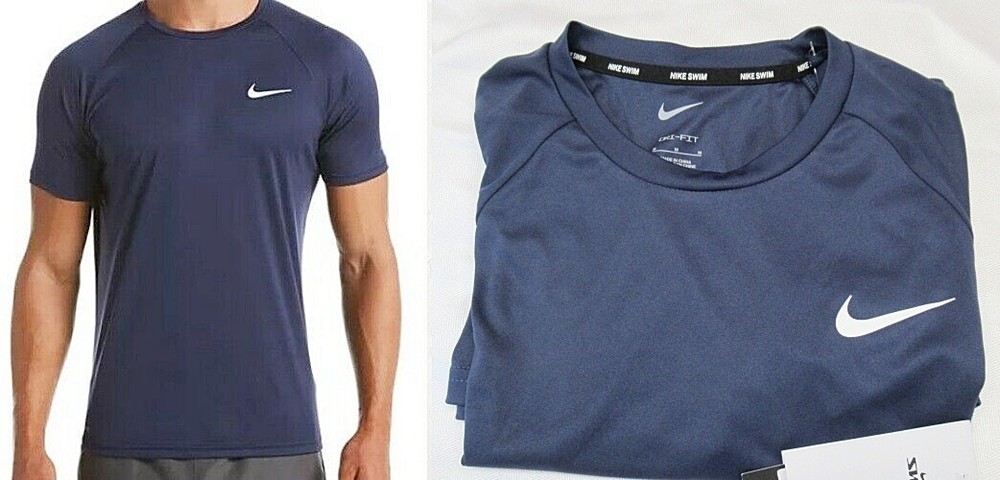Nike Men’s Hydroguard Dri-FIT Stretch UPF 40+ Guard Swim Top Size M Navy NWT