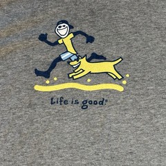 Life is Good Men’s Jake & Rocket Beach Run Short Sleeve Crusher Tee Gray Large