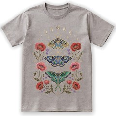Celestial Moth T-Shirt Luna Moon Phase Flower Cottagecore Witchy Tee