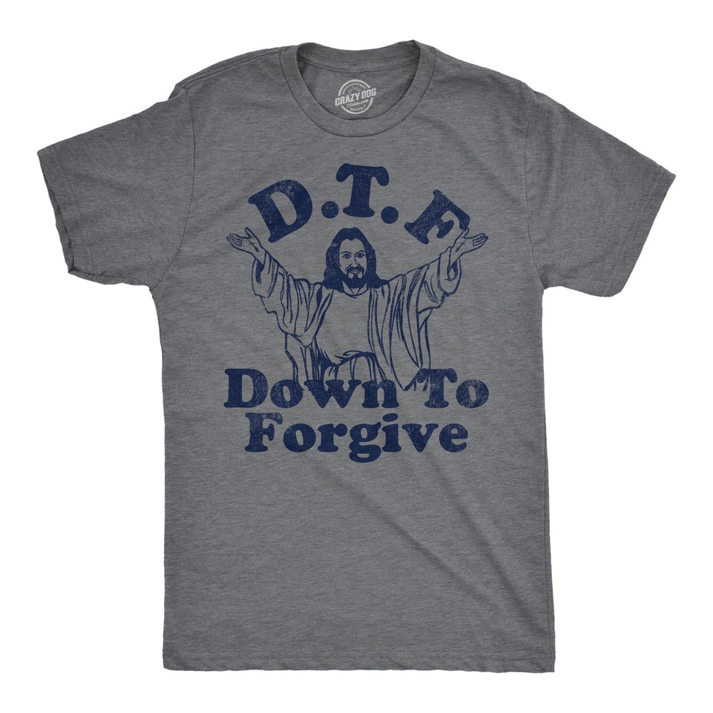 Mens Funny T Shirts DTF Down to Forgive Sarcastic Religious Tee for Men