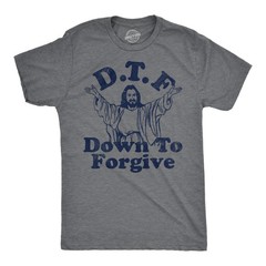 Mens Funny T Shirts DTF Down to Forgive Sarcastic Religious Tee for Men
