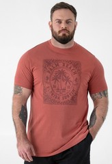 D555 PALM BEACH TONAL PRINT T SHIRT – BRICK RED BIG SIZE 2XL 3XL 4XL 5XL 6XL