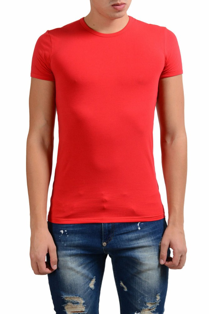 Versace Collection Men’s Red Stretch Crewneck Short Sleeve T-Shirt US S IT M