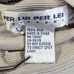 Per Lui Per Lei by Kukki Silk T Shirt Mens Large Beige Short Sleeve Crewneck