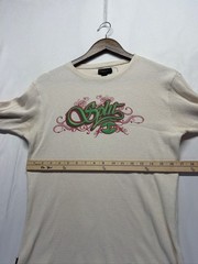 VTG Split Skateboard Thermal Shirt Unisex Medium Cream Graphic Print Waffle Knit