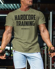 080. Silver On Black Hardcore Training Funny Workout Gym T-Shirt for Men