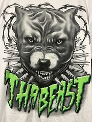 VTG Y2K Big Tiger “Tha Beast” Pitbull Barbed Wire Spiked Collar Men’s Shirt 3XLT