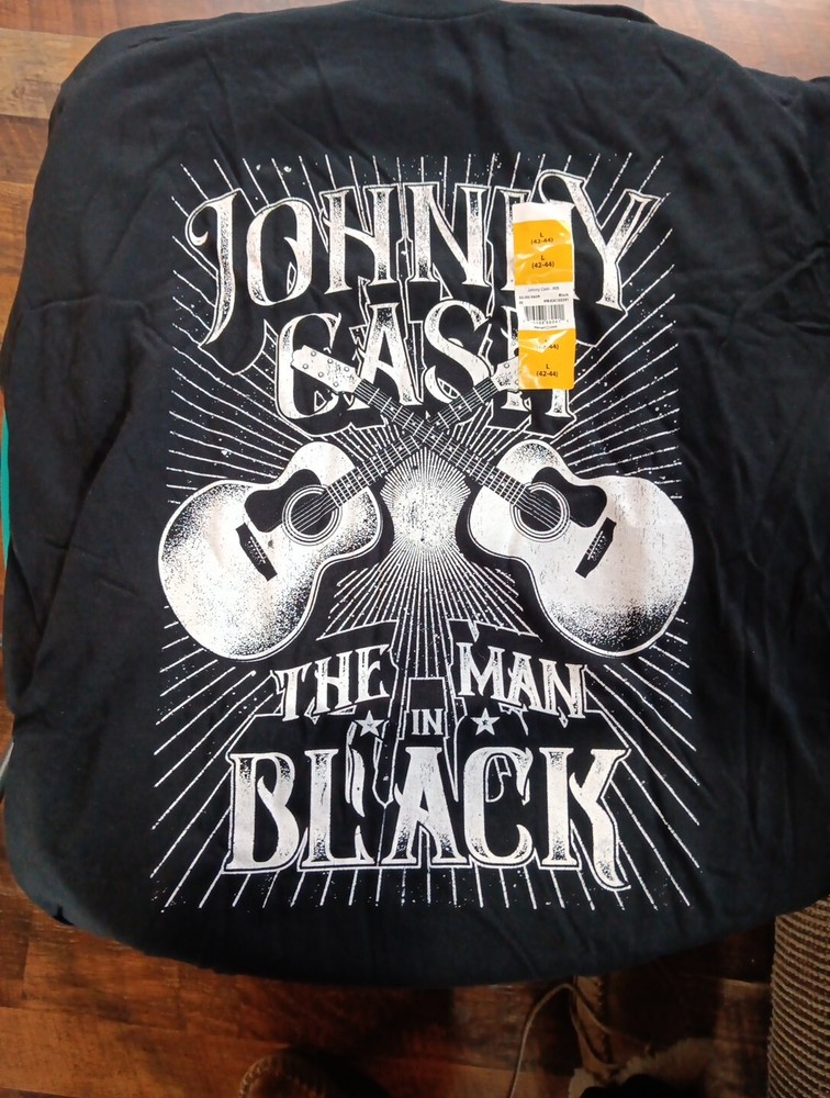 Mens Johnny Cash The Man in Black T-Shirt LG 42-44 MD 38-40 SM 34-36 100% Cotton