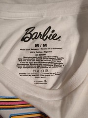 BARBIE Adult T Shirt Racing Phenomenal Short Sleeve White W Bold Graphic Size M