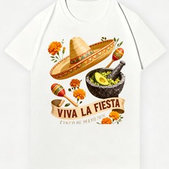 Cinco de Mayo Viva La Fiesta T-Shirt, Sombrero & Guacamole Tee