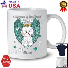 Custom Name Big Piece Of Heart In Heaven, Lovely Memories Bichon Frise T-Shirt