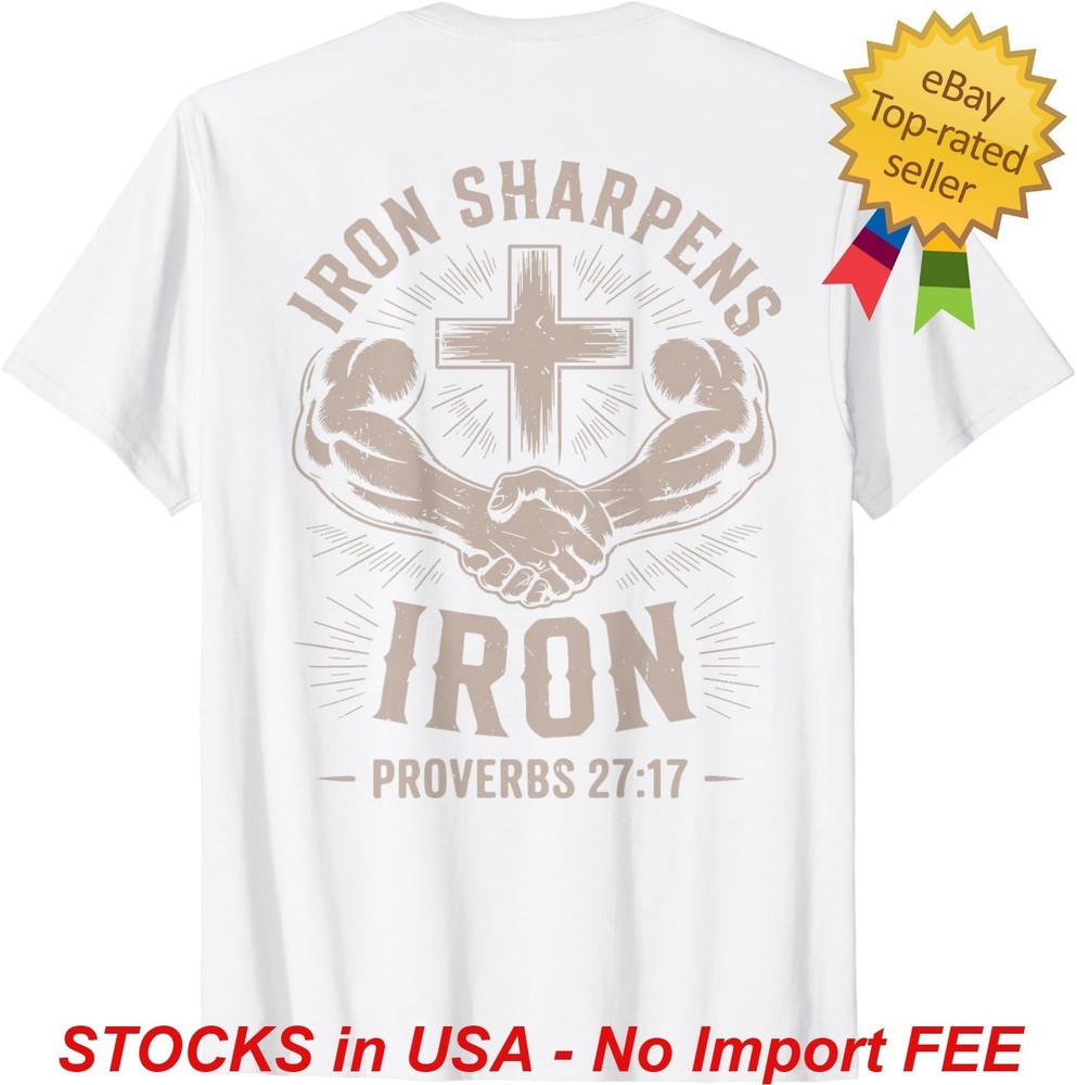 Iron Sharpens Iron T-Shirt Christian Gym Workout Fitness Cotton Unisex S-4XL