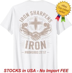 Iron Sharpens Iron T-Shirt Christian Gym Workout Fitness Cotton Unisex S-4XL