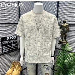 Men’s Houndstooth Camouflage Print T-Shirt Summer Short Sleeve Casual Tee Top