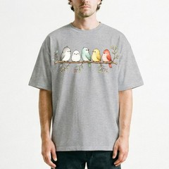 Watercolor Birds Branch T-Shirt Cute Bird Family Spring Tee