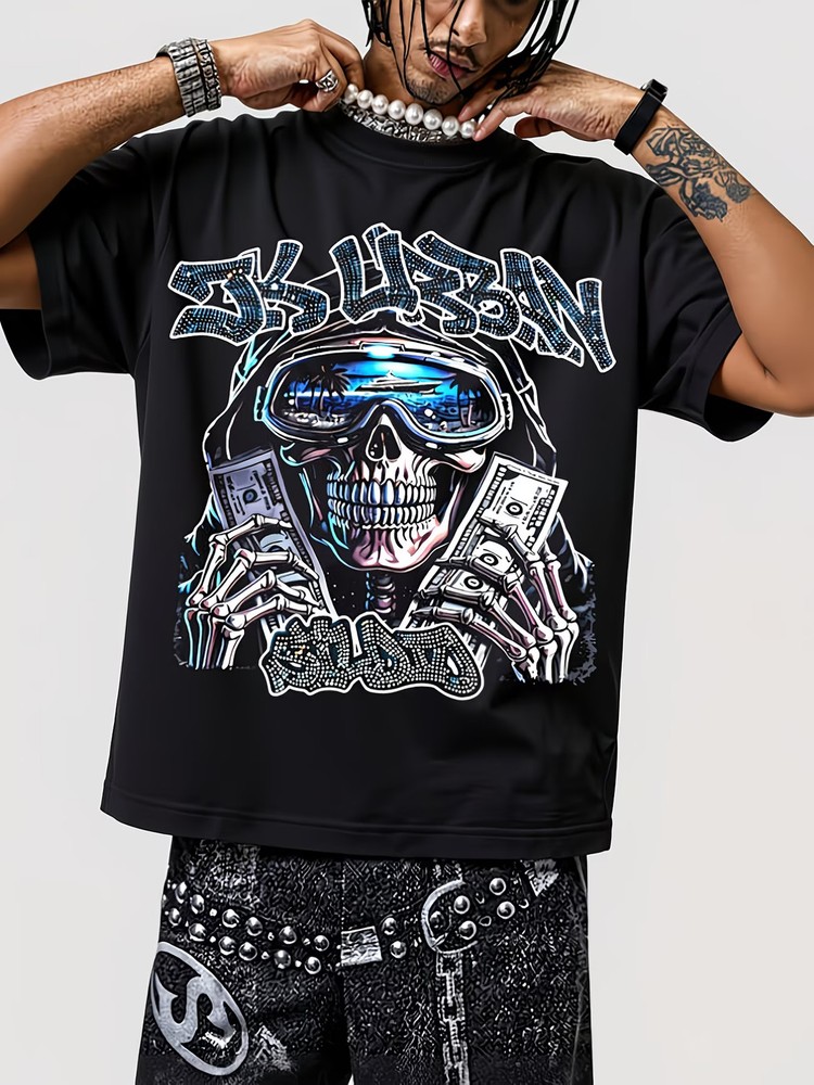 1pc Printed Design – Non-Textured Men’s Casual Printed Sports T-shirt