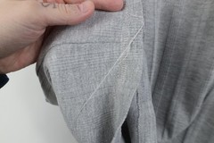 Vintage 90s Streetwear Mens Medium Blank Striped Ribbed Knit Henley T-Shirt Gray