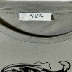 Versace Collection Medusa Graphic T-Shirt Olive Green Grey Mens Crew Neck Tee