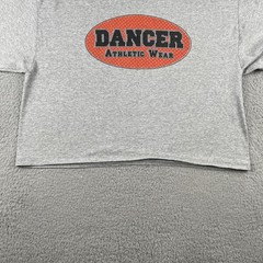 Vtg Hanes Adult Large Gray Short Sleeve Cropped Shirt Dancer Athletic Wear Y2K