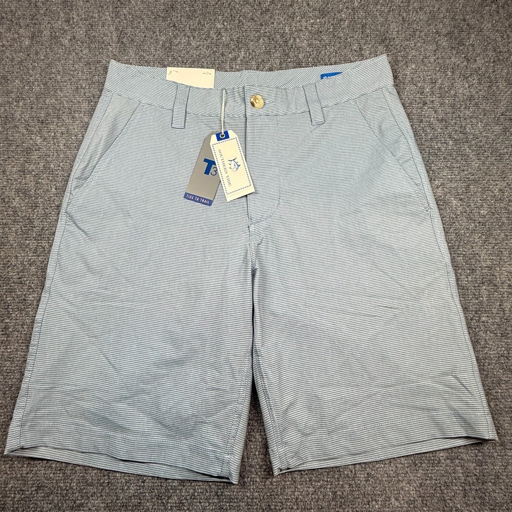 NWT Southern Tide Tide to Trail Men’s 30 Gulf Blue Striped Shorts $89.50