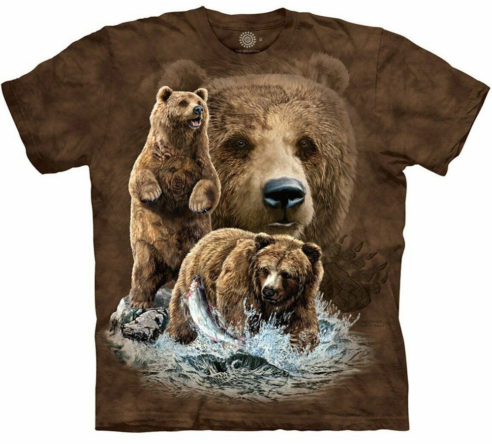 The Mountain Bear Find 10 Brown Bears Grizzly Fish Mama Cotton T-Shirt S-2X