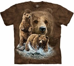 The Mountain Bear Find 10 Brown Bears Grizzly Fish Mama Cotton T-Shirt S-2X