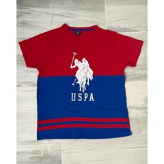 USPA U.S. Polo Assn Colorblock T-Shirt Red Blue Logo Graphic Size M