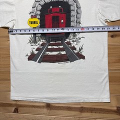 Vintage 1992 Steam Engine Train Locomotive Railroad Tunnel Graphic T-Shirt Large