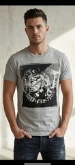Vintage Y2K $58 DIESEL Light Grey MOHICAN Short Sleeve Slim Fit Designer T-shirt