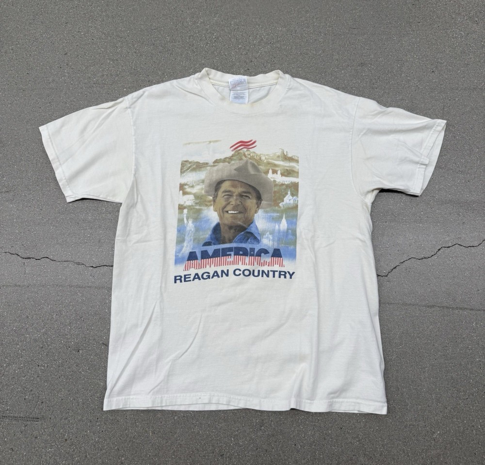 Vintage Ronald Reagan Country White Men’s Graphic T-shirt L President Politics
