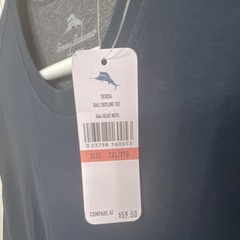 Tommy Bahama Bali Skyline Tee Crew Neck Solid Blue 3XL/3TG Big & Tall Logo