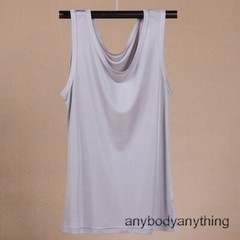 Men’s 100% Silk Tank Tops Crew Collar Sleeveless T-Shirt Knitted Undershirt Tops