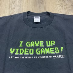 Vintage Shirt Mens Large Black I Gave Up Video Games Funny Graphic Gamer T-Shirt