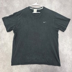 Vintage Nike Small Swoosh Embroidered T-Shirt XL Faded Black Crewneck USA Y2K