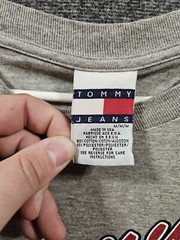 Vintage Tommy Hilfiger Jeans 85 90s Gray T-shirt USA Made Size L/XL Distressed