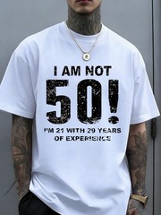 Unisex Funny 50th Birthday T-Shirt”I Am Not 50″Quote Print Short Sleeve Tops ❀
