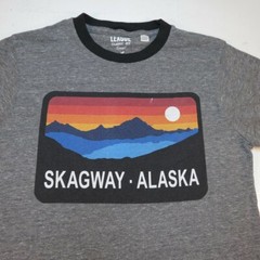 LEAGUE CLASSIC FIT SKAGWAY ALASKA MOUNTAIN TEE T SHIRT Mens S Tri Blend Soft