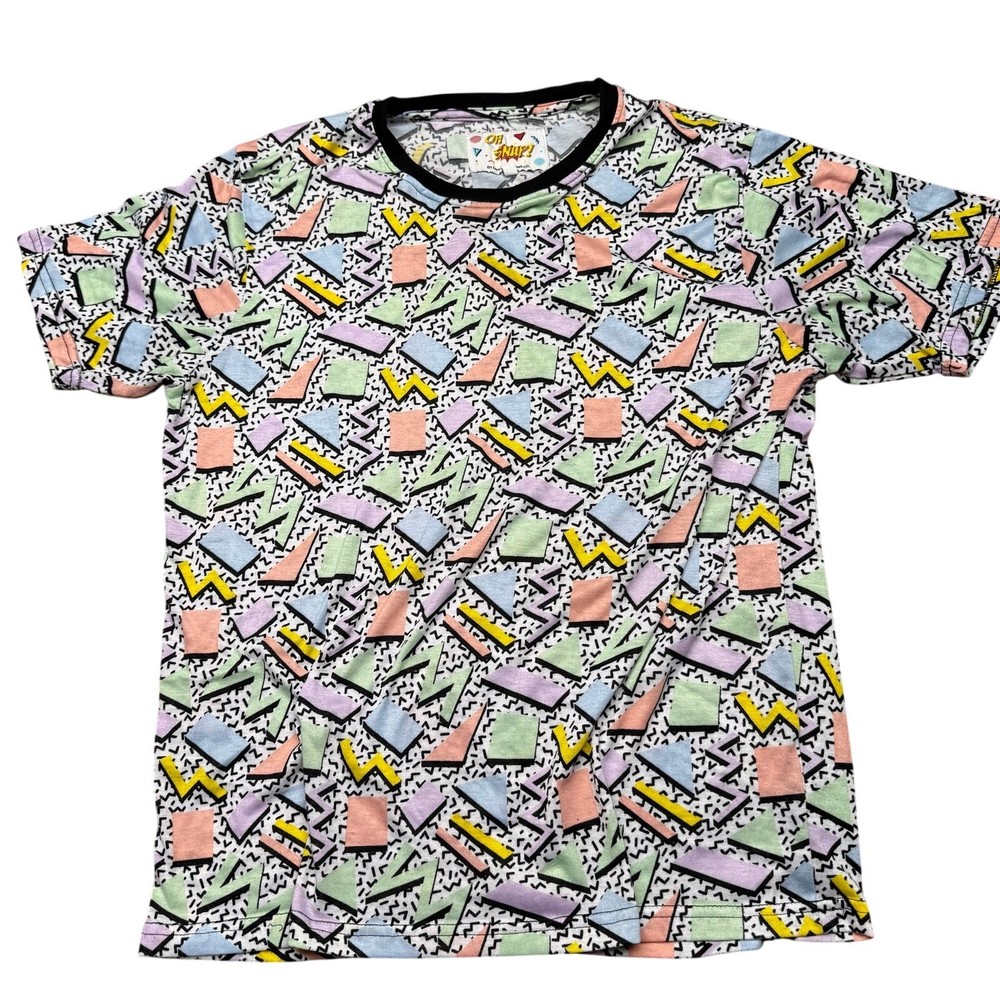 Oh Snap! by Drill Clothing Co Mens Large 90s Retro Geometric Pastel T-Shirt L