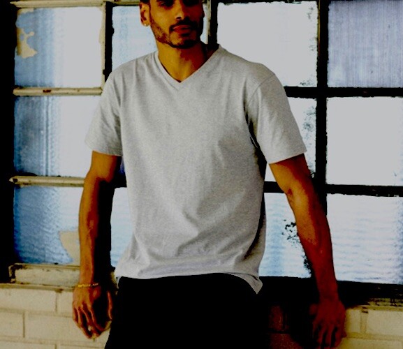 CSG Champs Mens Gray 100% Cotton V Neck Tee Shirt Large