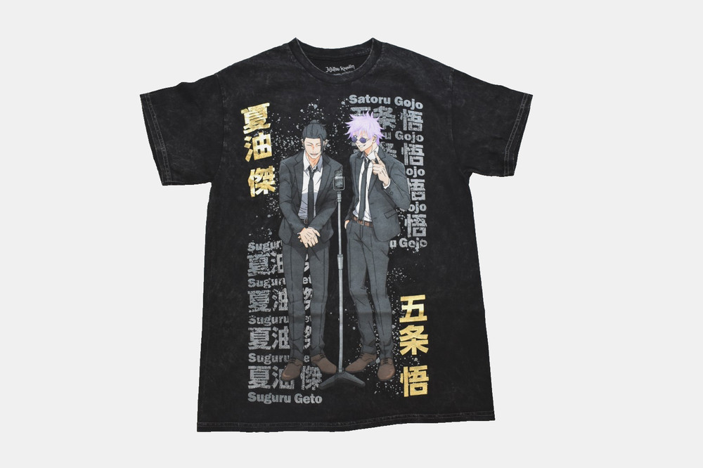 Jujutsu Kaisen Gojo And Geto Mens Black Mineral Wash Manga Shirt New Small