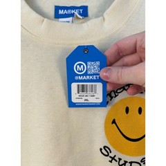 NWT Market Studios Smiley Arc T-Shirt Mens XXL Ecru Cream Short Sleeve #2206